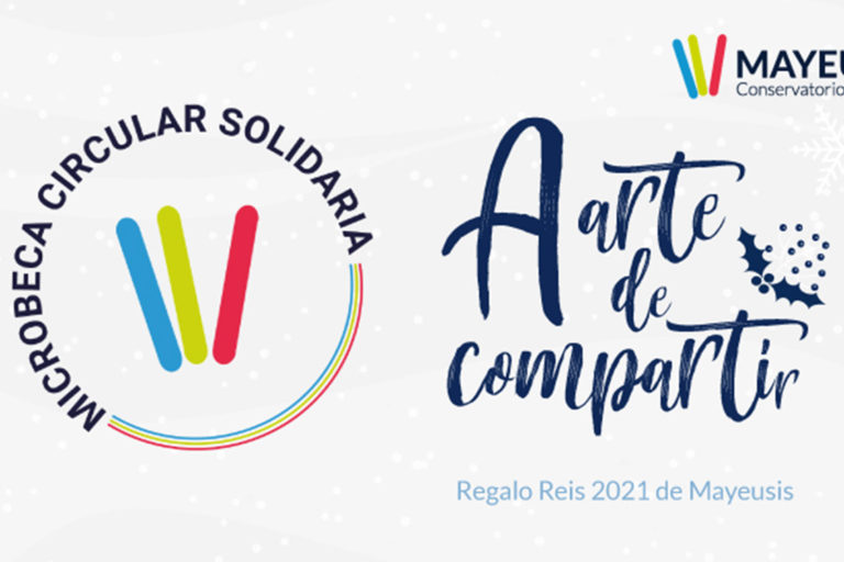logo Microbeca circular solidaria, A Arte decompartir y logo de Mayeusis conservatorio das artes